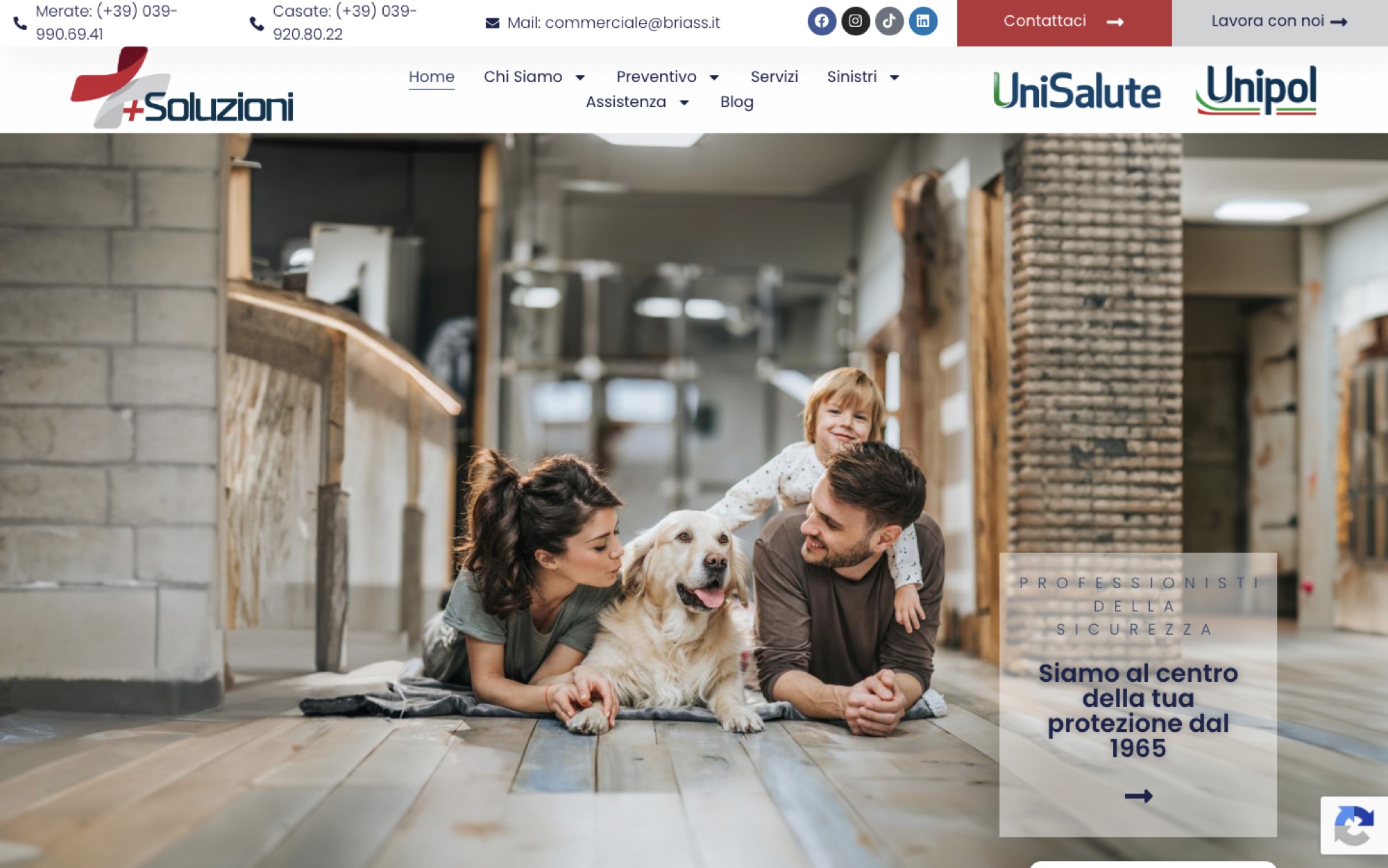 La home del sito all’apertura, senza banner dei cookie
