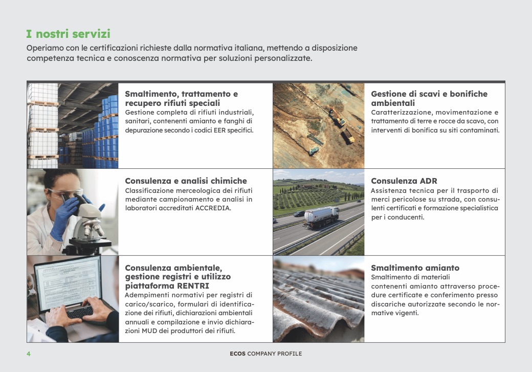 Company profile stampato, servizi